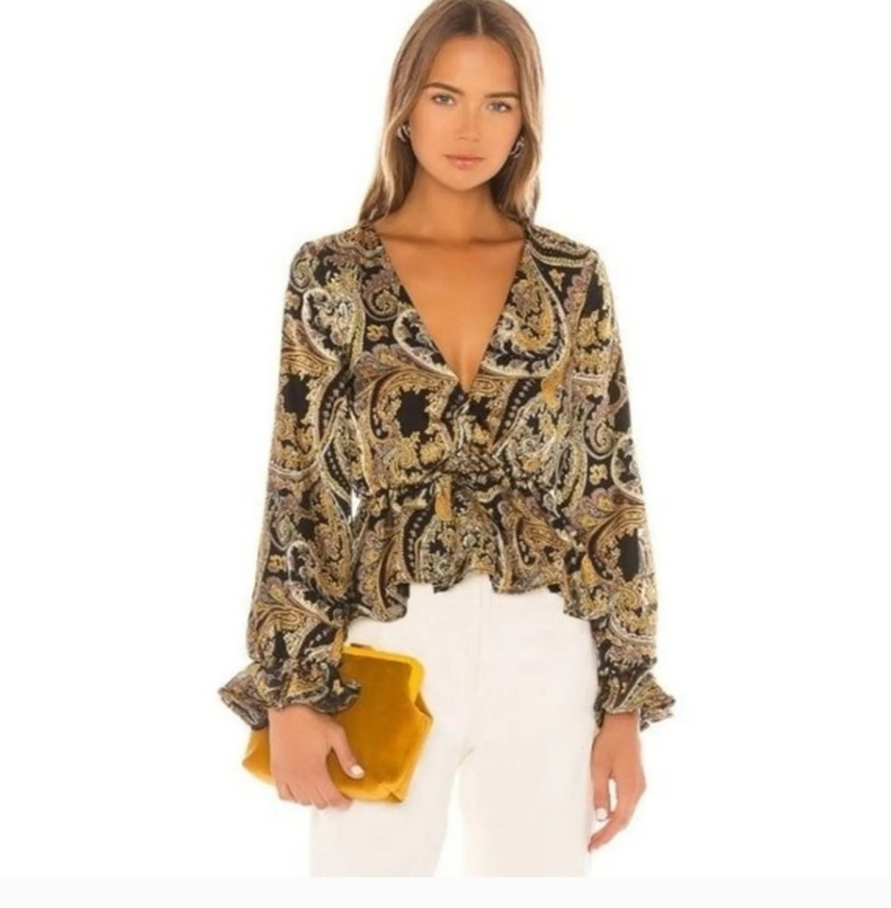 House of Harlow x REVOLVE • Black & Gold Paisley